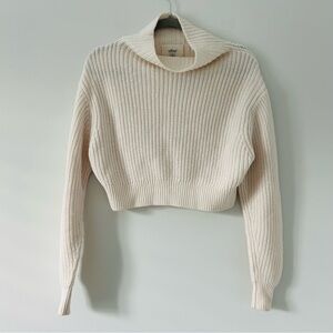 Wilfred Aritzia Montpellier Cropped Knit Turtleneck Wool Sweater Off White S